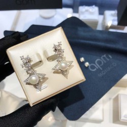 APM Monaco Silver Star Pearl Earrings W Jewelry