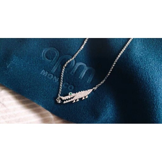 APM Monaco White Alligator Clavicle Chain Necklace W Jewelry