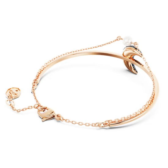 Luna Bangle - Rose Gold Tone Plated with Moon Charm