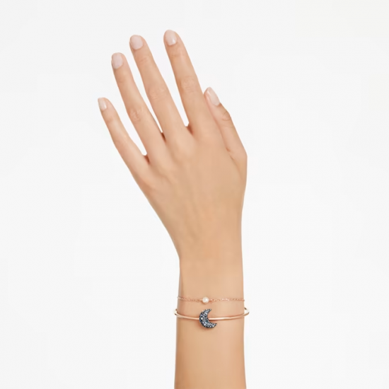 Luna Bangle - Rose Gold Tone Plated with Moon Charm